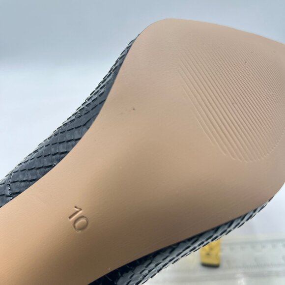 FSJ Black Snake Gold Metal Chain Chunky High Heel Pointed Toe Slip On Shoes - Picture 6 of 8